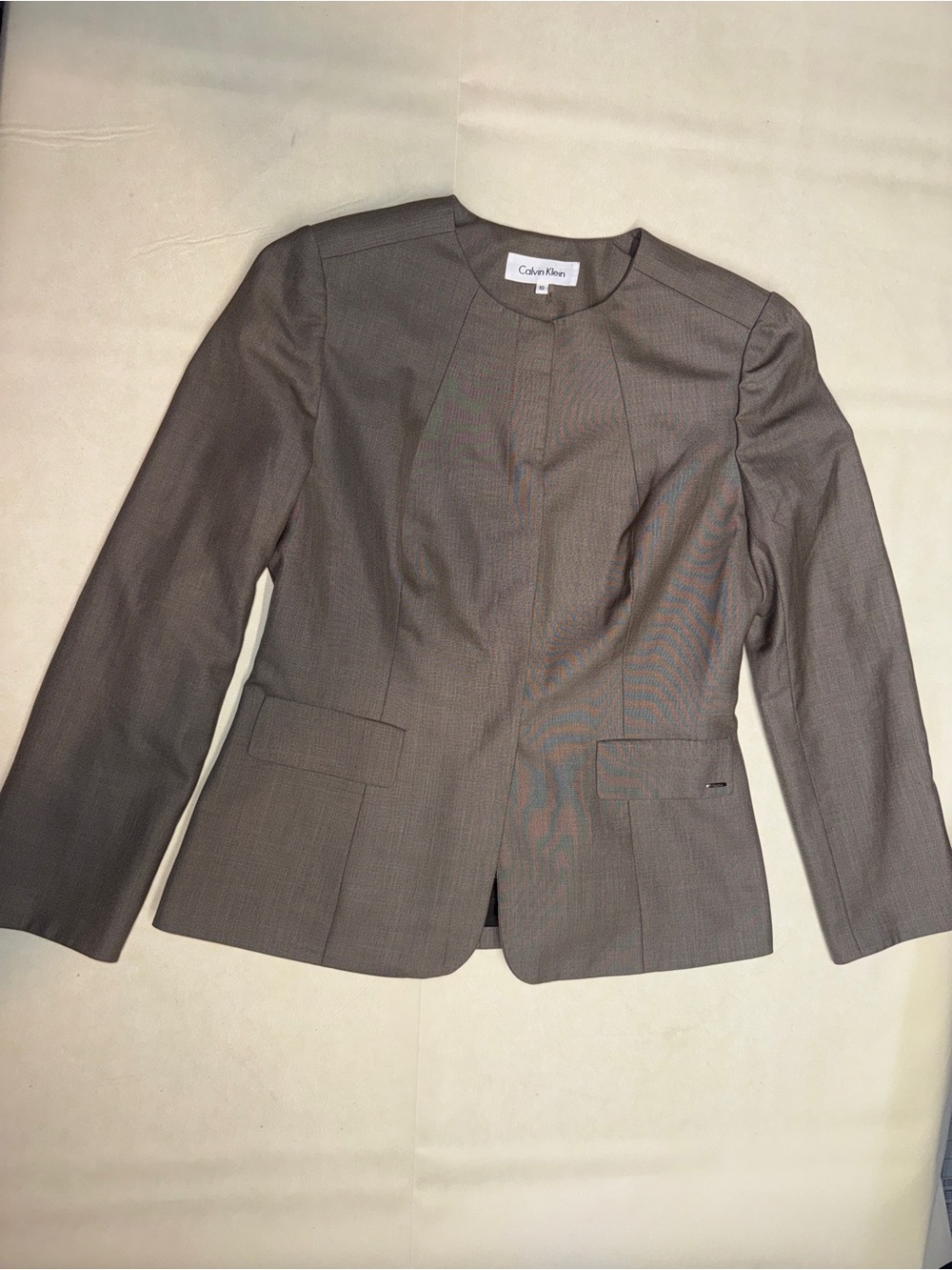 Calvin Klein Women's Taupe Fitted Blazer